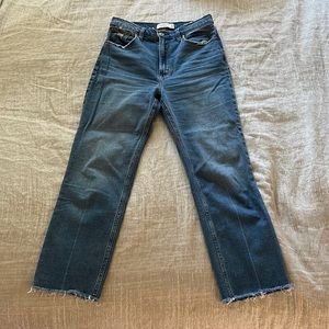 Abercrombie ankle straight ultra high rise jeans in a medium wash